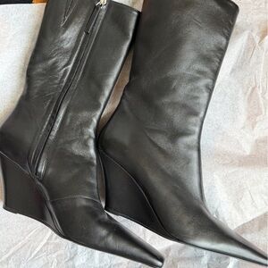 Acne Studios Black Leather mid calf Boots EU40